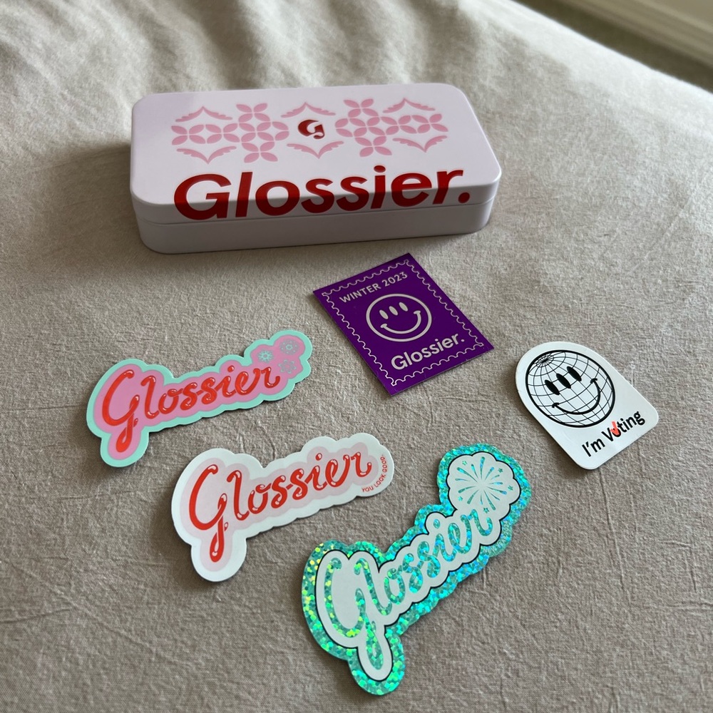 Limited Edition Glossier Holiday Tin + Stickers